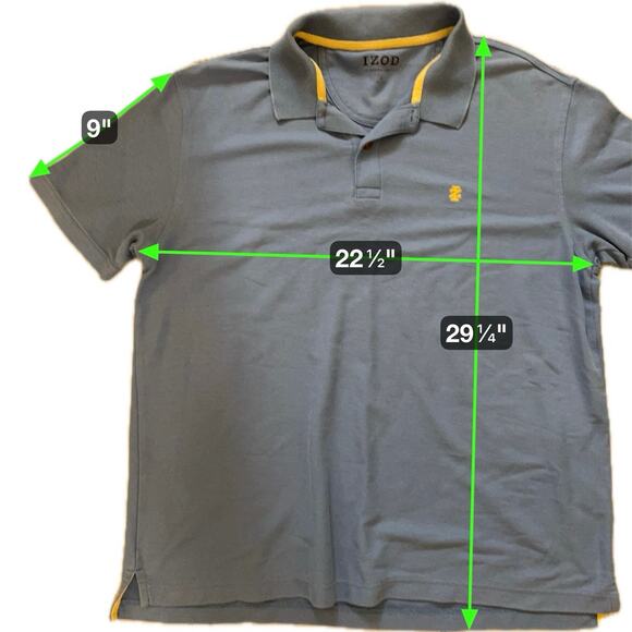 IZOD Advantage Polo Shirt Men’s Large Blue Yellow Logo Cotton Blend Golf - Picture 5 of 5